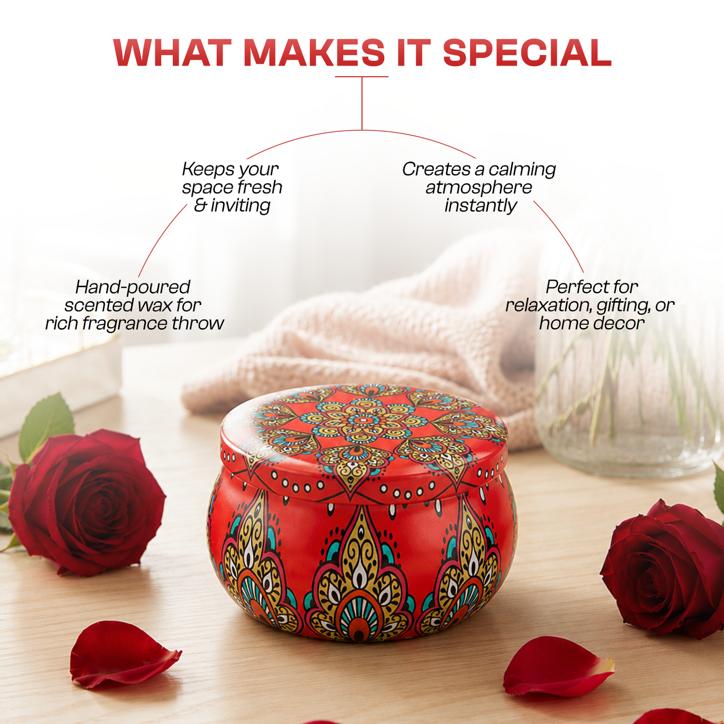 Desi Gulab Aroma Candle Tin Pack 120g