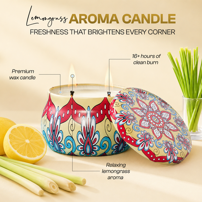 Refreshing Lemongrass Aroma Candle Tin Pack 120g