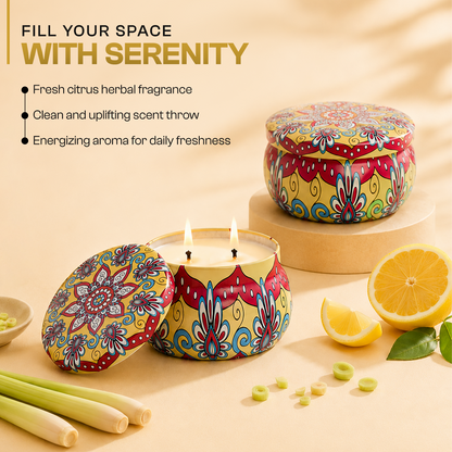 Refreshing Lemongrass Aroma Candle Tin Pack 120g