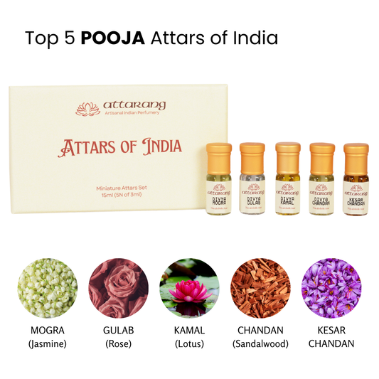 Top 5 Pooja Attars of India (5x3ml) 15ml