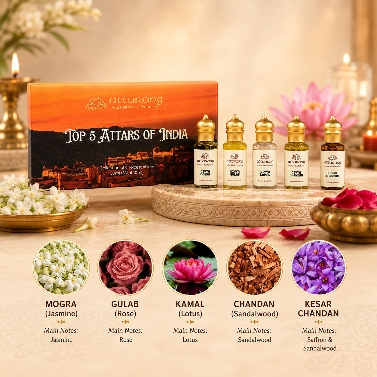 Top 5 Pooja Attars of India | Devotional Fragrances | 5x10ml Attar Set 50ml