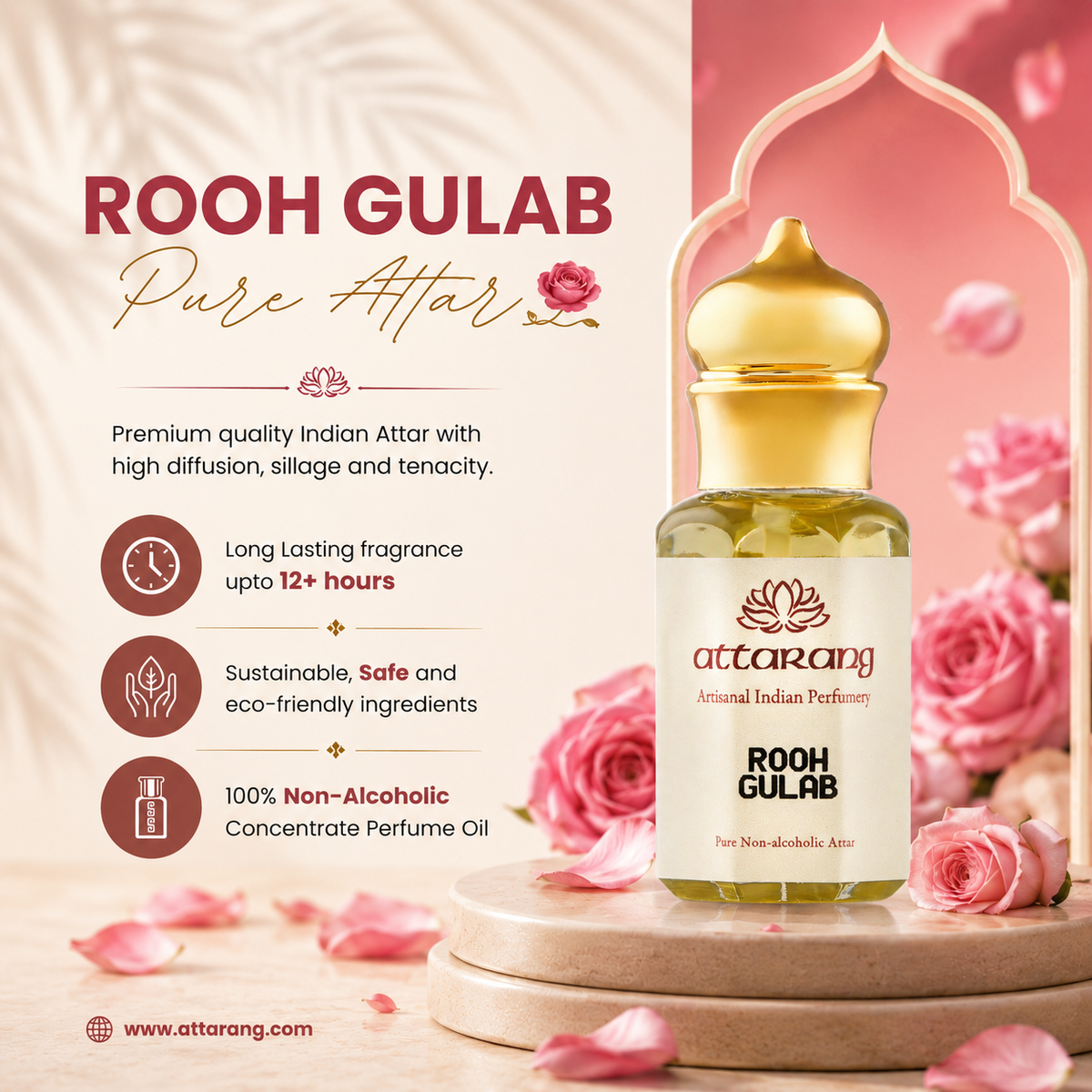 Rooh Gulab | Pure Rose, Rosa x damascena | Attar 10ml