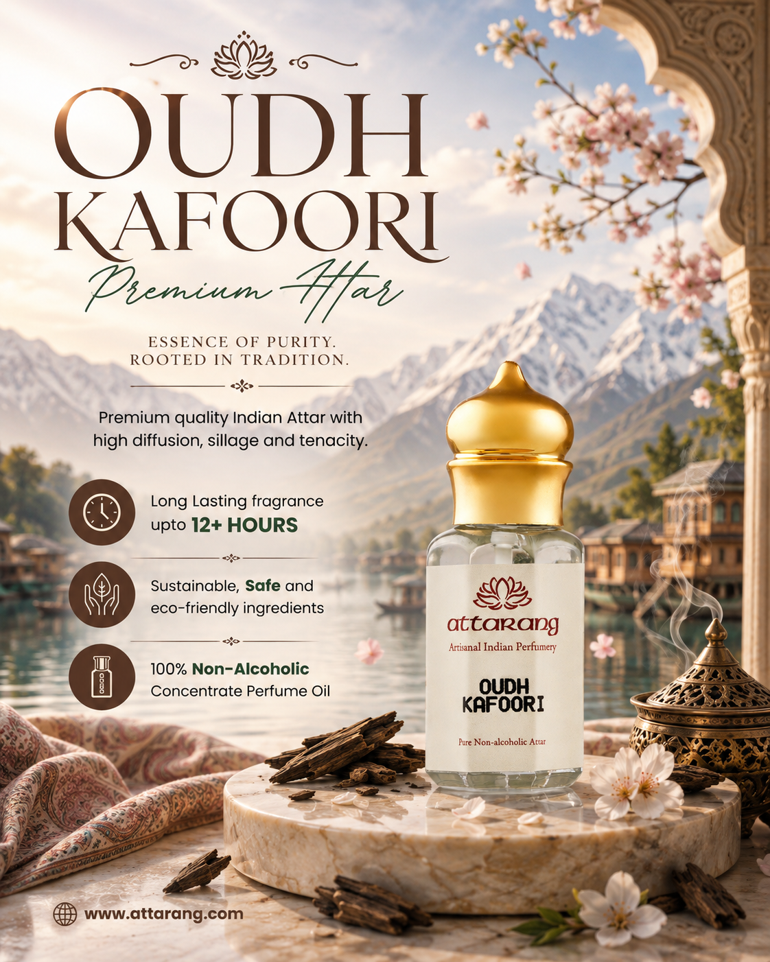 Oudh Kafoori | White Oudh & Rose | Attar 10ml