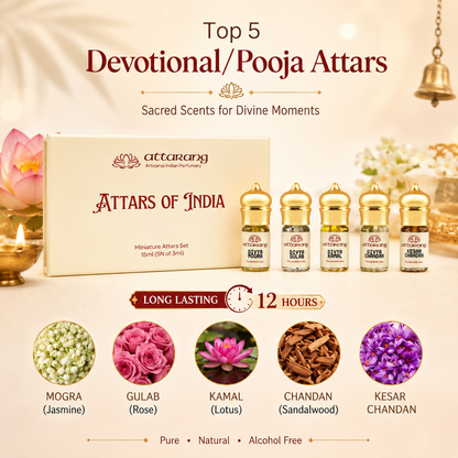 Top 5 Pooja Attars of India (5x3ml) 15ml