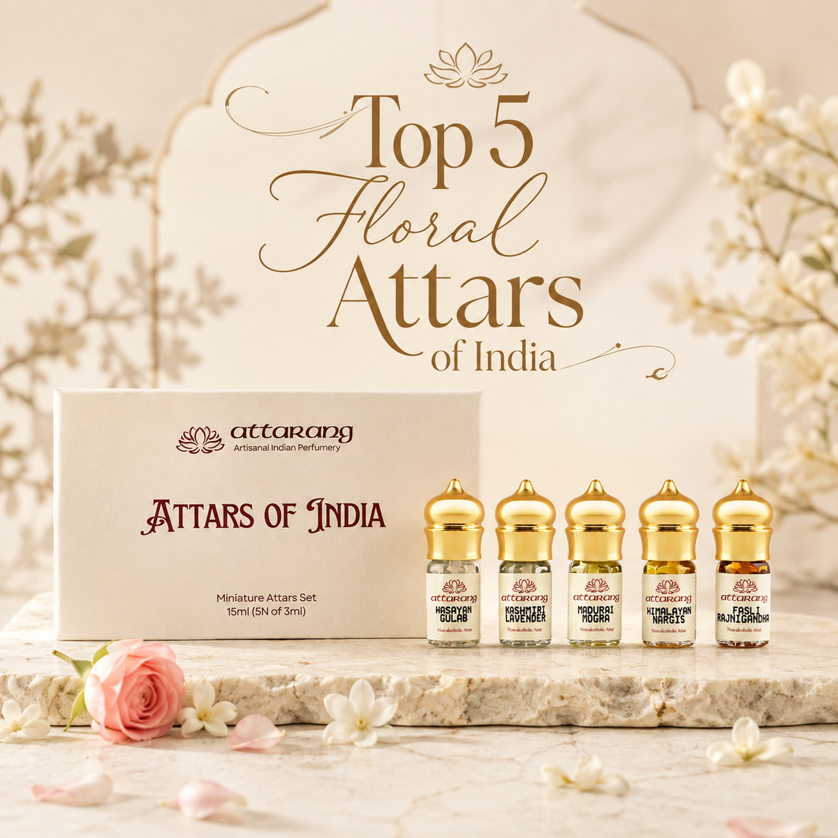 Top 5 Floral Attars of India (5x3ml) 15ml