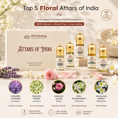 Top 5 Floral Attars of India (5x3ml) 15ml