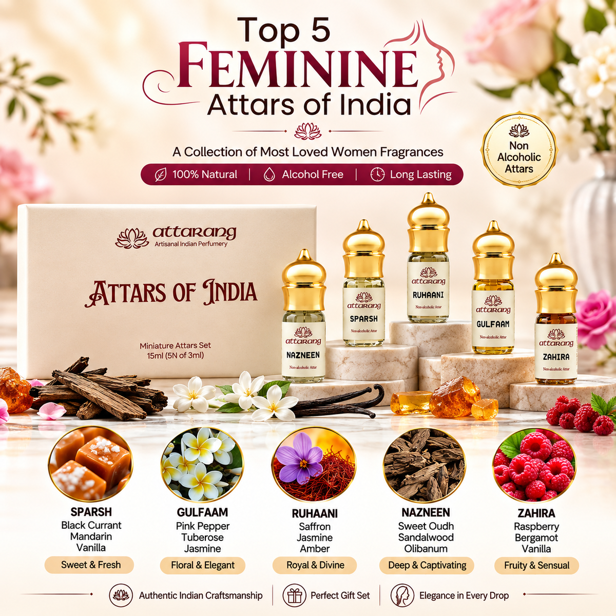 Top 5 Women Attars of India (5x3ml) 15ml