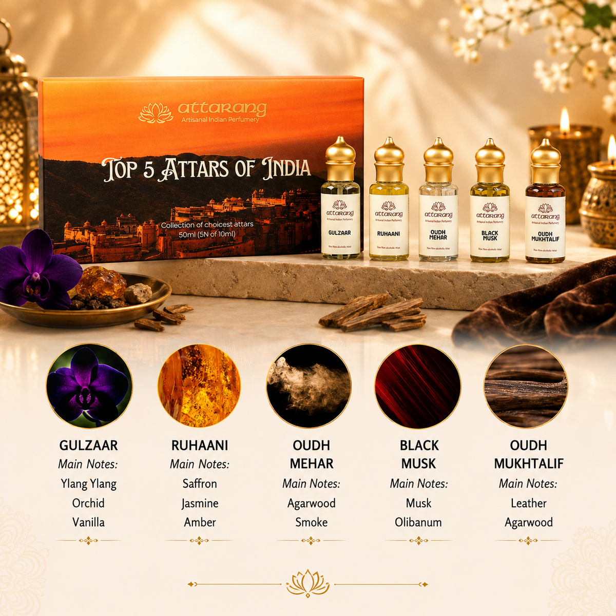 Top 5 Winters Attars of India | Warm, Woody, Mysterious | 5x10ml Attar Set 50ml