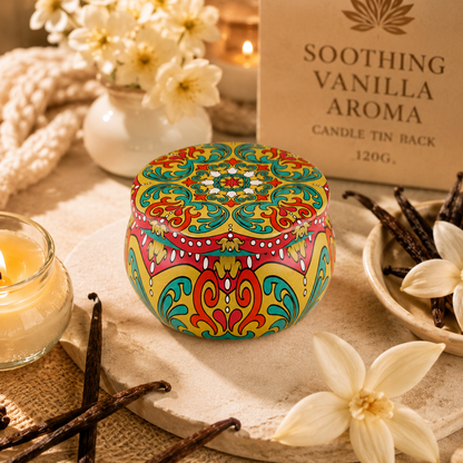 Soothing Vanilla Aroma Candle Tin Pack 120g