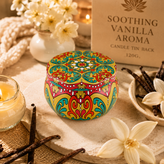 Soothing Vanilla Aroma Candle Tin Pack 120g