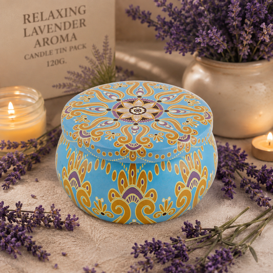 Relaxing Lavender Aroma Candle Tin Pack 120g