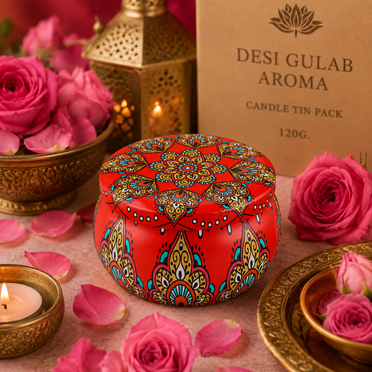 Desi Gulab Aroma Candle Tin Pack 120g