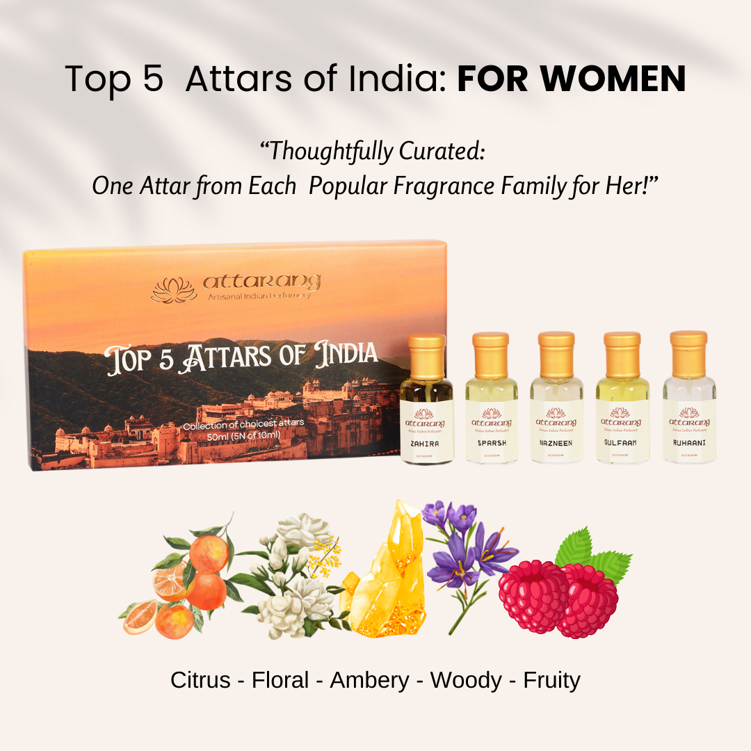 Top 5 Attars of India for Women | Fragrances for Her | 5x10ml Attar Set 50ml