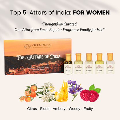 Top 5 Attars of India for Women | Fragrances for Her | 5x10ml Attar Set 50ml