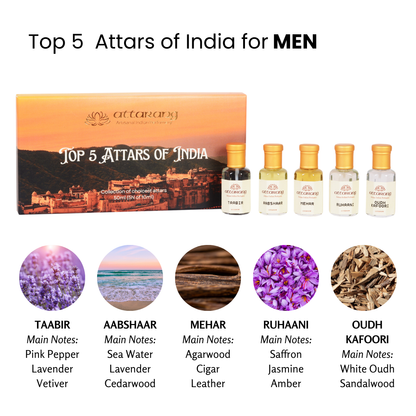 Top 5 Attars of India for Men | Fragrances for Him | 5x10ml Attar Set 50ml