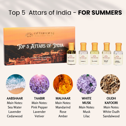 Top 5 Summer Attars of India | Cool, Fresh, Aqua | 5x10ml Attar Set 50ml